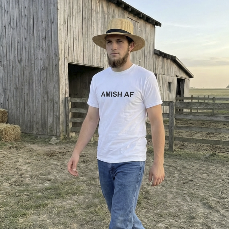 AMISH AF - White Tee