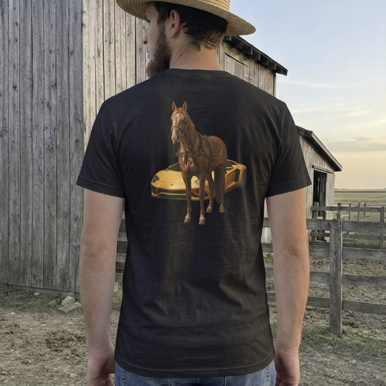 HORSEPOWER - Graphic Black Tee