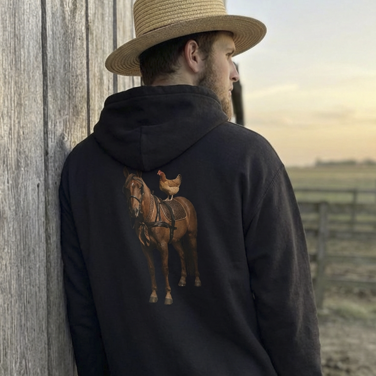 HORSE COCK - Graphic Black Hoodie