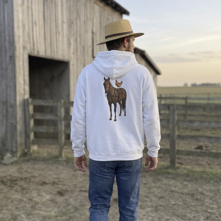 HORSE COCK - Graphic White Hoodie
