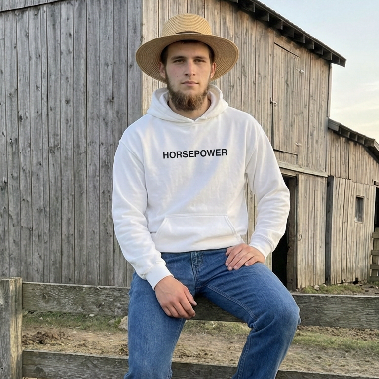 HORSEPOWER - Graphic White Hoodie