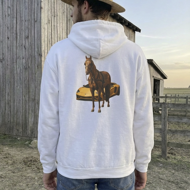 HORSEPOWER - Graphic White Hoodie
