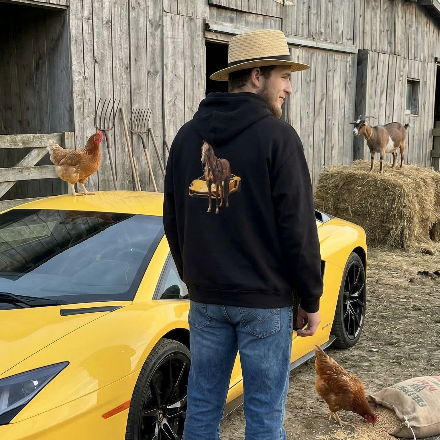 HORSEPOWER - Graphic Black Hoodie