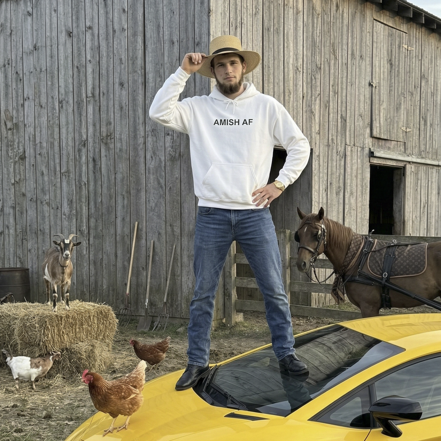 AMISH AF - White Hoodie