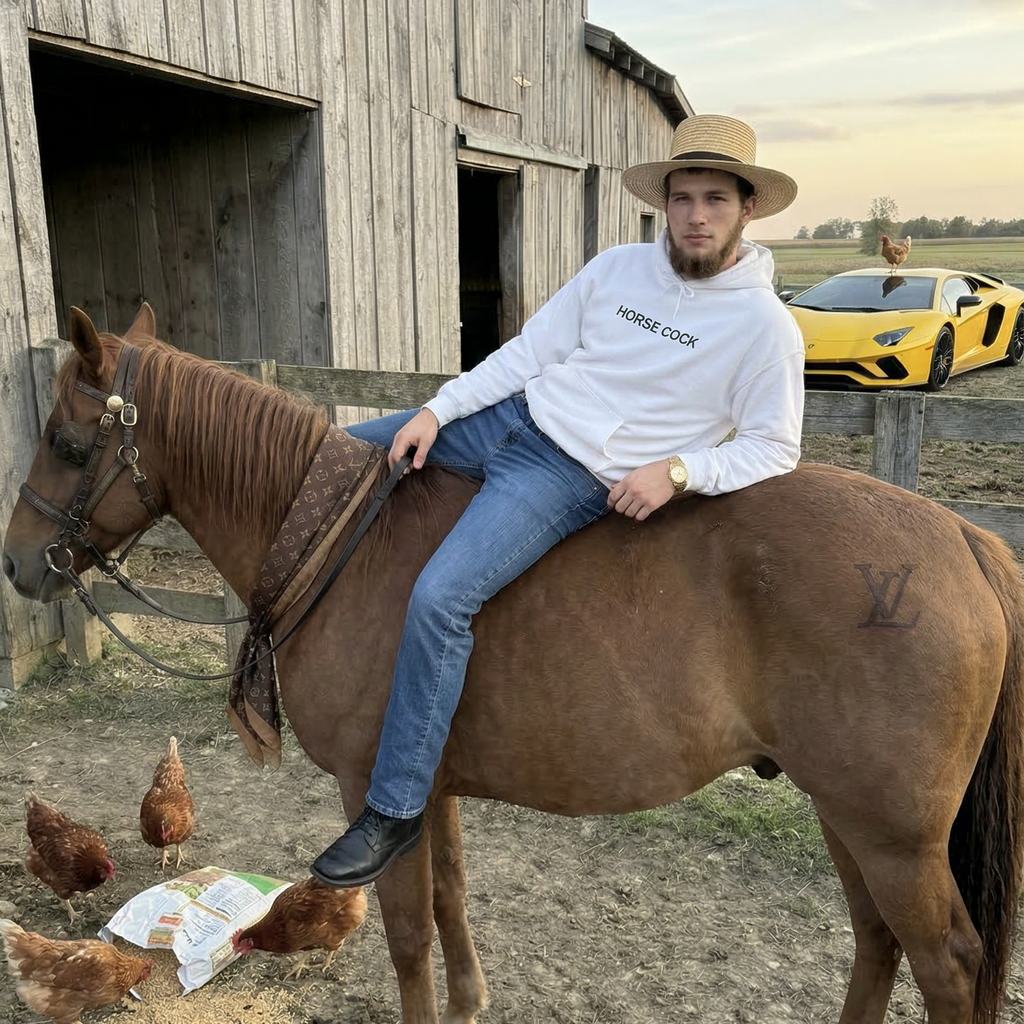 HORSE COCK - Graphic White Hoodie